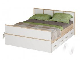 Двуспальная кровать 1,4м Сакура (дуб сонома/белый) в Плотниково - plotnikovo.mebel-nsk.ru | фото