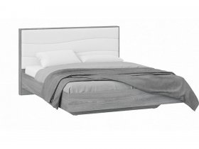 Кровать двуспальная 1,6 м «Миранда» Тип 1 (Дуб Гамильтон/Белый глянец) в Плотниково - plotnikovo.mebel-nsk.ru | фото