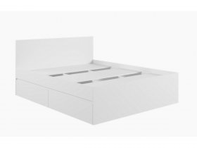 Кровать двуспальная с ящиками 1,6м Мадера-М1600 (белый) в Плотниково - plotnikovo.mebel-nsk.ru | фото