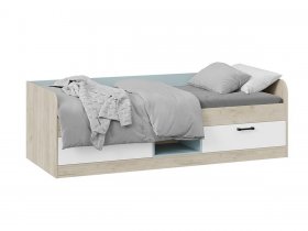 Кровать комбинированная «Оливер» Тип 1 401.003.000 (дуб крафт серый/белый/серо-голубой) в Плотниково - plotnikovo.mebel-nsk.ru | фото