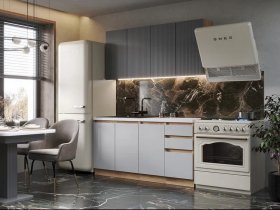 Кухонный гарнитур Ника 1,6 м (графит/серый софт) в Плотниково - plotnikovo.mebel-nsk.ru | фото