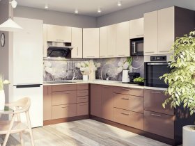 Модульная кухня Классика (ваниль/шоколад) в Плотниково - plotnikovo.mebel-nsk.ru | фото