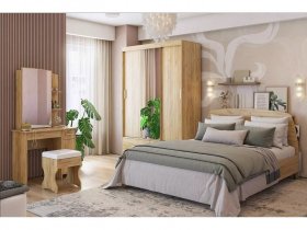 Модульная спальня Виктория-1 (дуб крафт золотой) в Плотниково - plotnikovo.mebel-nsk.ru | фото