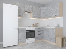 Модульная угловая кухня 1,4м*2,1м Лада (цемент) в Плотниково - plotnikovo.mebel-nsk.ru | фото