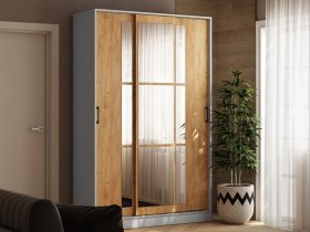 Шкаф-купе 1,4м «Стиль-2» (белый/дуб крафт золотой) в Плотниково - plotnikovo.mebel-nsk.ru | фото