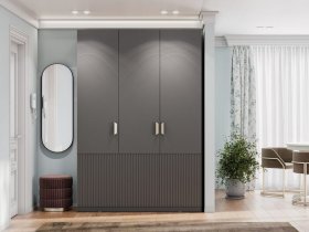 Шкаф трехстворчатый Эккервуд (Нью) (графит) в Плотниково - plotnikovo.mebel-nsk.ru | фото