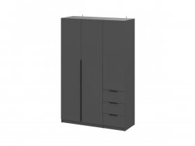 Шкаф трехстворчатый с ящиками ШК-22 (графит) в Плотниково - plotnikovo.mebel-nsk.ru | фото