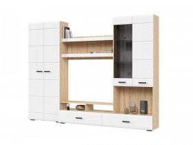 Стенка ГС-01 Либерти (дуб сонома/белый глянец) в Плотниково - plotnikovo.mebel-nsk.ru | фото