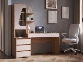 Стол компьютерный Пифагор (дуб вотан/кашемир) в Плотниково - plotnikovo.mebel-nsk.ru | фото