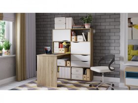 Стол письменный тип 7 (дуб сонома/белый ясень) в Плотниково - plotnikovo.mebel-nsk.ru | фото